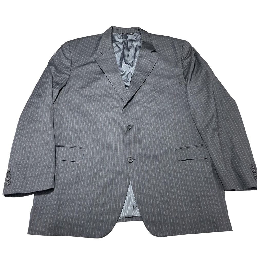 Jack‎ Victor Suit Jacket Mens 50L Gray Pinstripe Super 100s Wool Long 2 Button